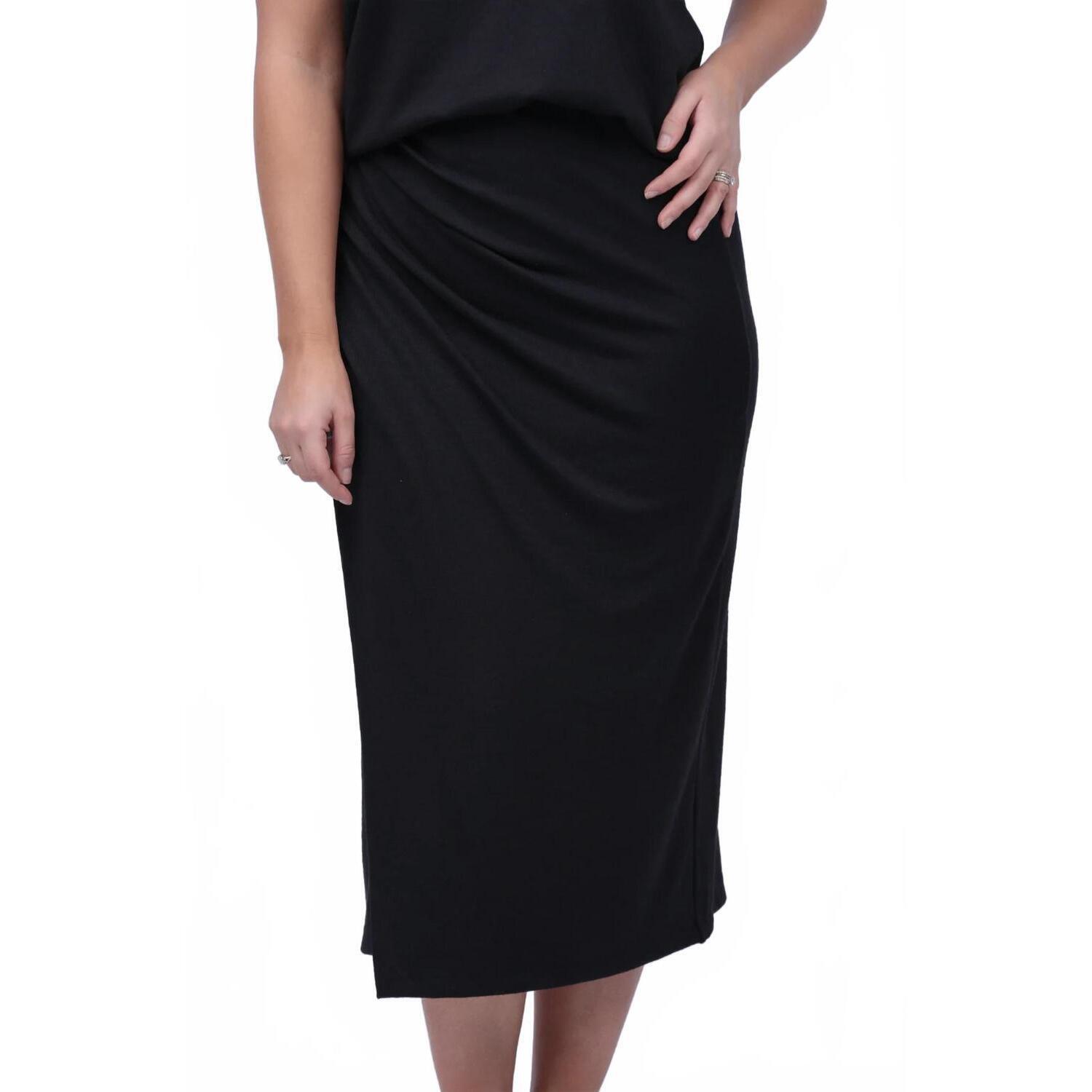 New Vince Side Drape Skirt In Black